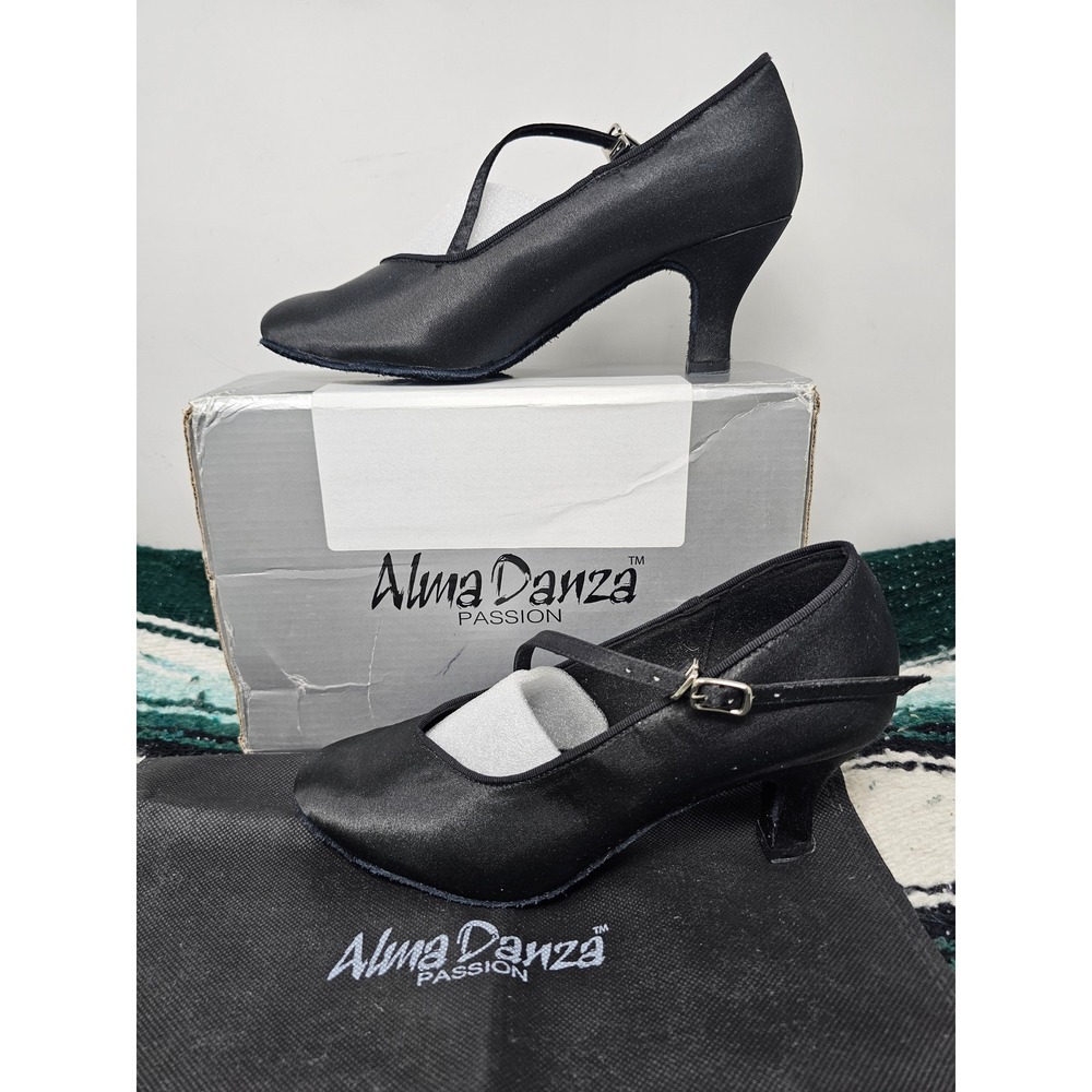 Alma Danza Passion Black Satin Ballroom Dance Shoes A780701 Heel 6